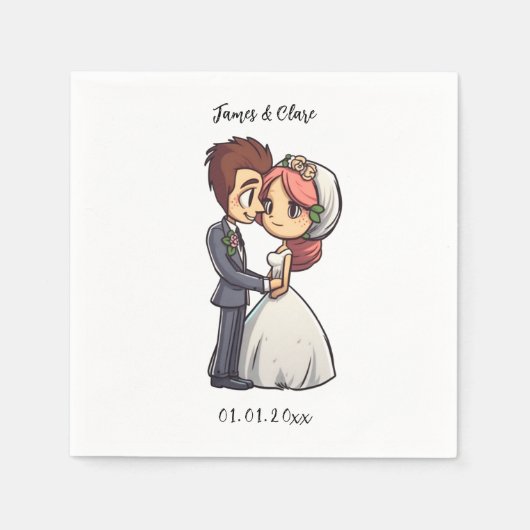 Niedliche Hochzeit Serviette (Vorderseite)