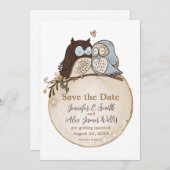 Niedliche Hochzeit von Owl Themed Save the Date Wo (Vorne/Hinten)