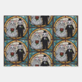 Niedliche Hochzeitsbunny Couple Holding Hand Mosai Geschenkpapier Set (Vorderseite 3)