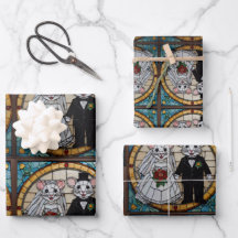 Niedliche Hochzeitsbunny Couple Holding Hand Mosai