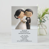 Niedliche Hochzeitseinladung zur asiatischen Liebe Einladung (Stehend Vorderseite)
