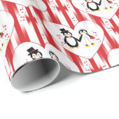 Niedliche Hochzeitspinguine Geschenkpapier (Rolleneckpunkt)