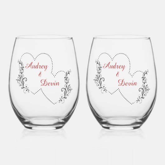 Niedliche Hochzeitssache Weinglas Ohne Stiel (Vorderseite)