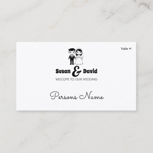 Niedliche Hochzeitsstimmung und Platzkarte im Groo (Vorderseite)