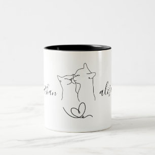 Niedliche Hochzeitstag Engagement Partei Katzen Pa Zweifarbige Tasse