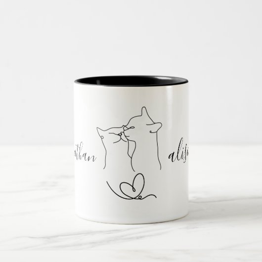 Niedliche Hochzeitstag Engagement Partei Katzen Pa Zweifarbige Tasse (Mittel)