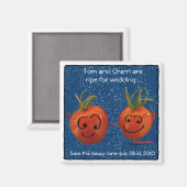 Niedliche HochzeitsTomaten Speichern Sie die Datum Magnet (Vorderseite/Rückseite)