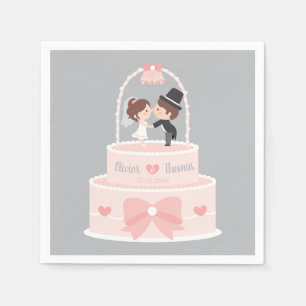 Niedliche Hochzeitstorte Bräutigam Personalisiert  Serviette