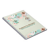 Niedliche Hochzeitvögel, Vogelfutter und Blume Notizblock (Rechte Seite)