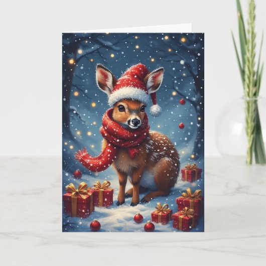 Niedliche Holiday DoeFolded Grußkarte Karte (Vorderseite)