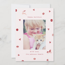 Niedliche Holiday Ornament Doodles mit Einhorn Feiertagskarte