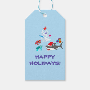 Niedliche Holiday Shark-Geschenk-Tags Geschenkanhänger