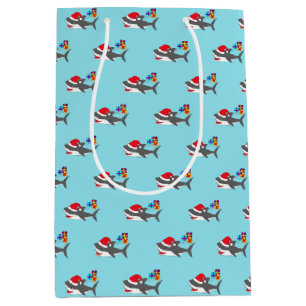 Niedliche Holiday Shark Geschenktasche Mittlere Geschenktüte
