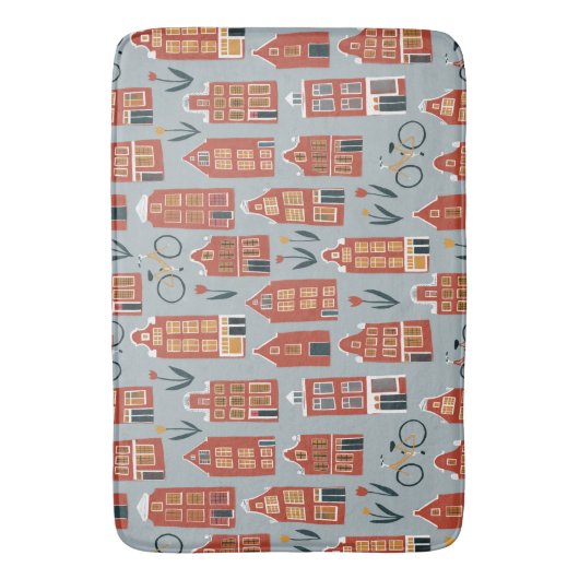 Niedliche holländische Häuser - Kanalhaus Amsterda Badematte (Vorderseite Vertikal)