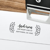 Niedliche Holly-Blätter + Berries-Rücksendeadresse Permastempel