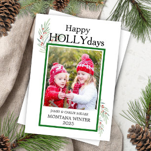 Niedliche Holly-Blätter Happy HolIdays Kinder Weih Feiertagskarte