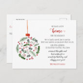 Niedliche Holly Ornament Weve Moved Holiday Moving Postkarte (Vorne/Hinten)