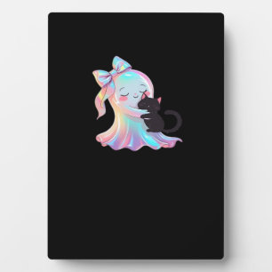 Niedliche Holographic Ghost umarmt Black Cat Cozy  Fotoplatte