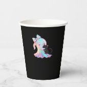 Niedliche Holographic Ghost umarmt Black Cat Cozy Pappbecher (Vorderseite)