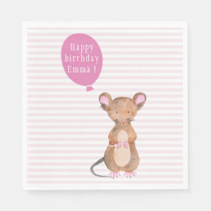 Niedliche Holzmousse Custom Birthday Paper Napkins Serviette
