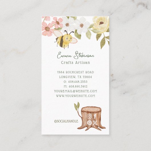 Niedliche Holzraupen- und Vogelflorenkrebse Visitenkarte (Rückseite)