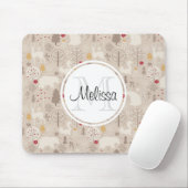 Niedliche Holztiere Nordic Muster Monogramm Mousepad (Mit Mouse)