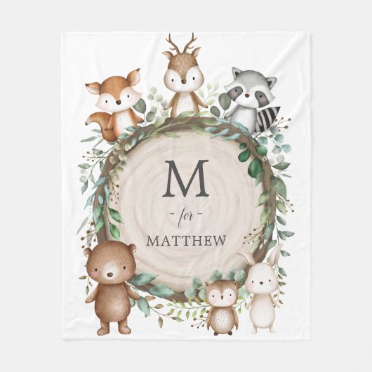 Niedliche Holztierkraut Fleecedecke (Vorderseite)