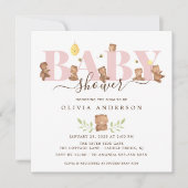 Niedliche Honey Bear Baby Dusche Einladung (Vorderseite)