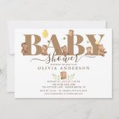 Niedliche Honey Bear Baby Dusche Einladung (Vorderseite)