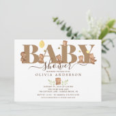 Niedliche Honey Bear Baby Dusche Einladung (Stehend Vorderseite)