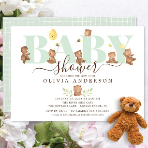 Niedliche Honey Bear Baby Dusche Einladung