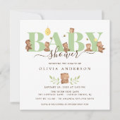 Niedliche Honey Bear Baby Dusche Einladung (Vorderseite)