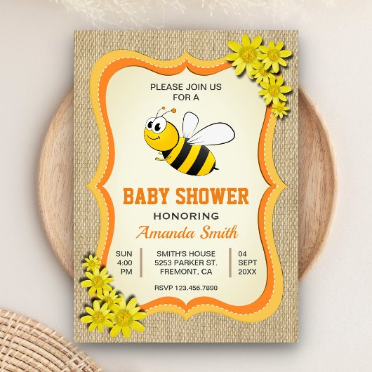 Niedliche Honey Bee Baby Dusche Einladung