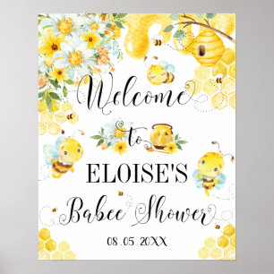 Niedliche Honey Bees Baby Dusche BläserBegrüßungsz Poster