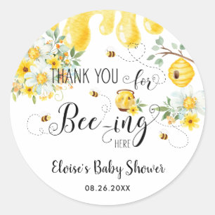 Niedliche Honey Bees Yellow Floral Geburtstagsdusc Runder Aufkleber