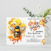 Niedliche Honeybee Girl Babydusche Einladung (Stehend Vorderseite)