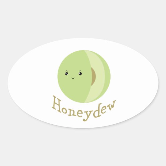 Niedliche Honeydew Ovaler Aufkleber (Vorderseite)
