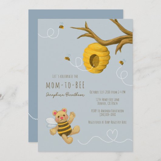 Niedliche Honigbärendusche Einladung (Vorne/Hinten)