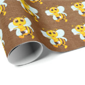 Niedliche Honigbiene auf Brown Geschenkpapier (Rolleneckpunkt)