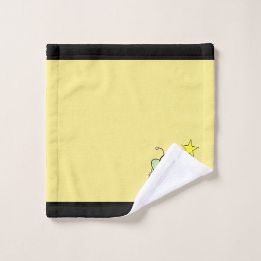 Niedliche Honigbiene auf Schwarz-Gelb-Badehandtuch Badhandtuch Set (Waschlappen)