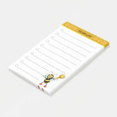 Niedliche Honigbiene auf Weiß Post-it Klebezettel (angewinkelt)