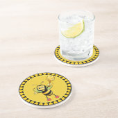 Niedliche Honigbiene & Hörnchen auf schwarz & gelb Getränkeuntersetzer (Seite)