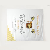 Niedliche Honigbiene mit süßem Honig-Hintergrund Wandteppich (Vorderseite (Horizontal))