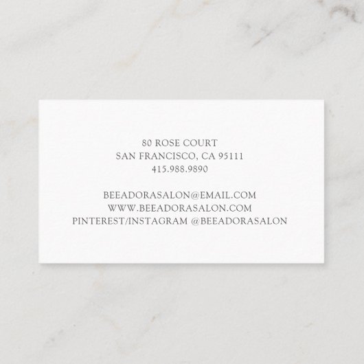 Niedliche Honigbiene Schönheit und Friseur Visitenkarte (Rückseite)