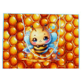 Niedliche Honigbiene und Honeycomb Themed Baby Dus Große Geschenktüte (Rückseite)