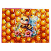 Niedliche Honigbiene und Honeycomb Themed Baby Dus Große Geschenktüte (Rückseite)