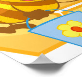 niedliche Honigbiene und Honigwabe Poster (Ecke)