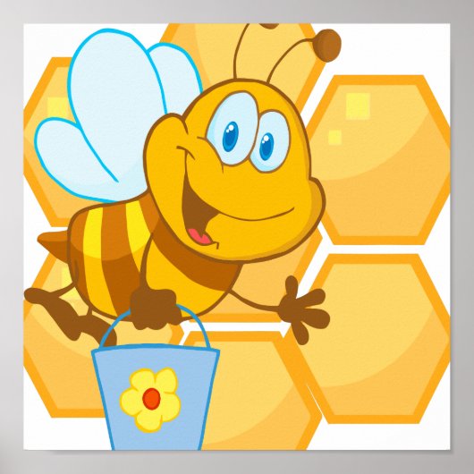 niedliche Honigbiene und Honigwabe Poster (Vorne)