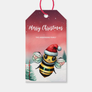 Niedliche Honigbiene Weihnachten Party Schneekinde Geschenkanhänger