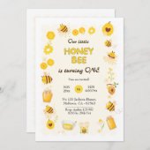 Niedliche Honigbiene zum 1. Geburtstag Einladung (Vorne/Hinten)